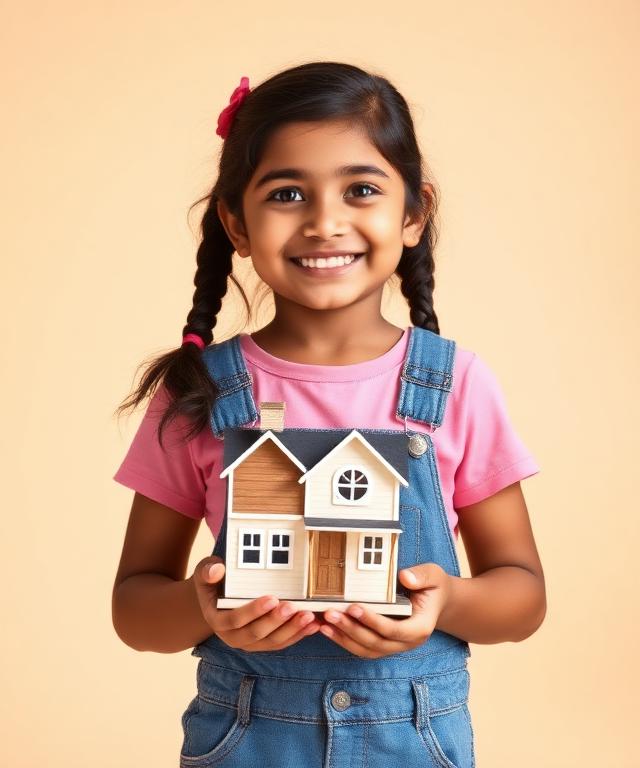 Happy student with handcrafted model